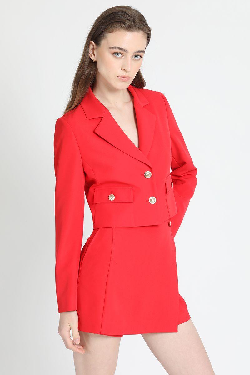 Blazer Crop Semi Entallado Rojo Liola-0