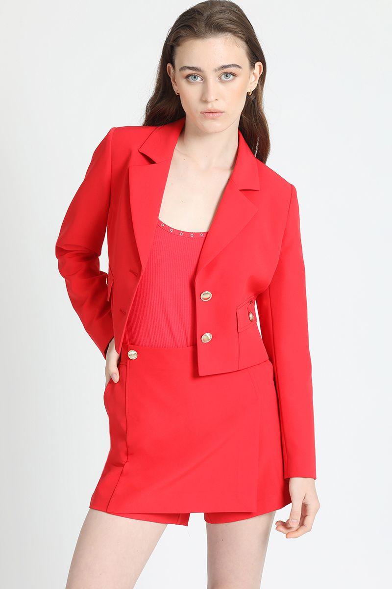Blazer Crop Semi Entallado Rojo Liola-1