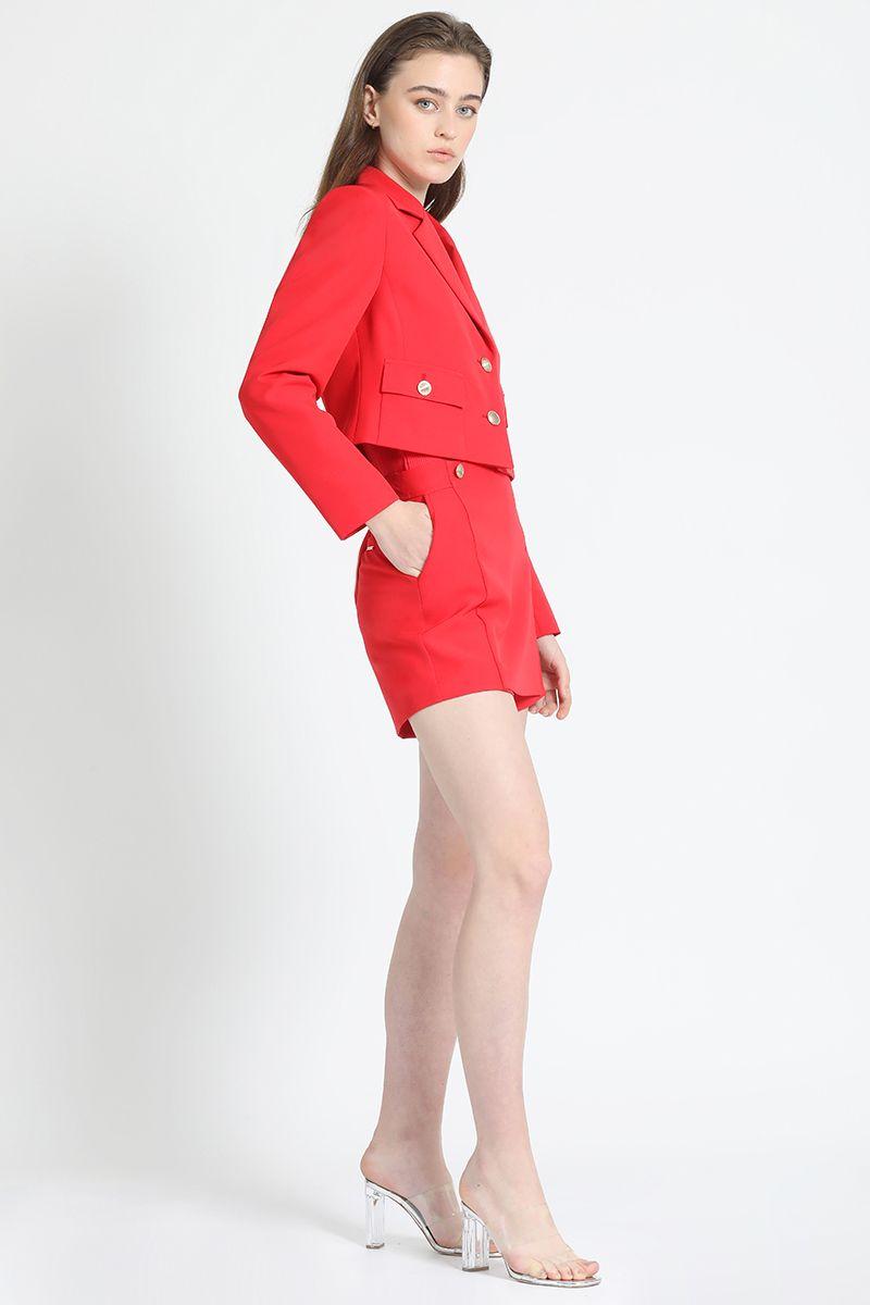 Blazer Crop Semi Entallado Rojo Liola-4