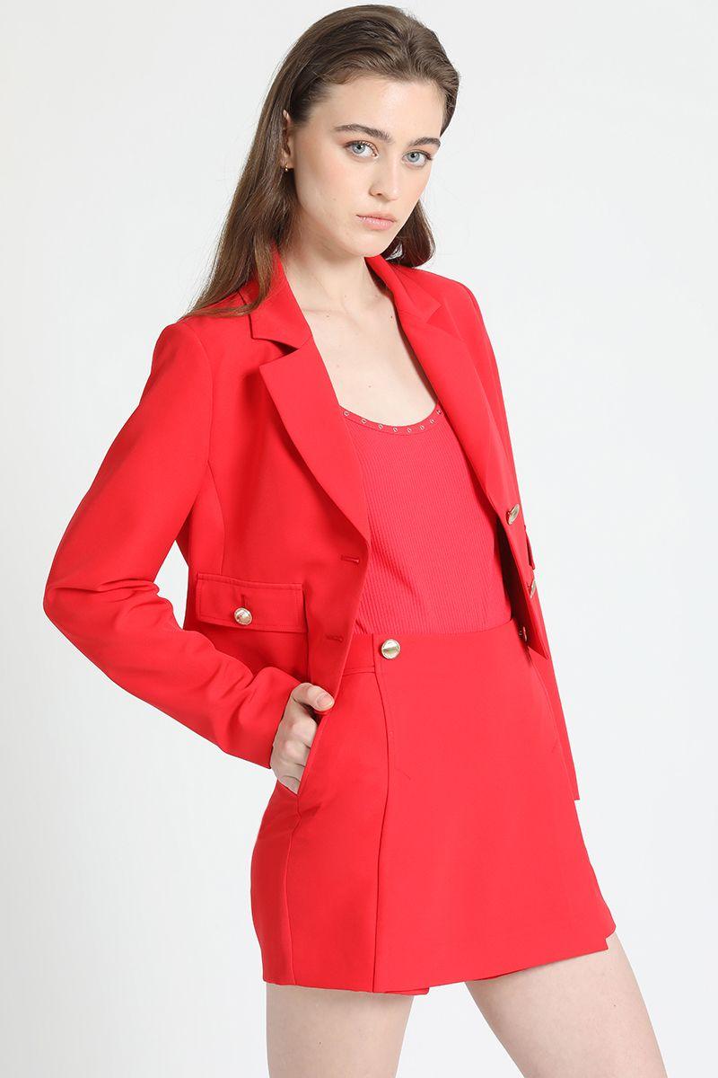 Blazer Crop Semi Entallado Rojo Liola-6