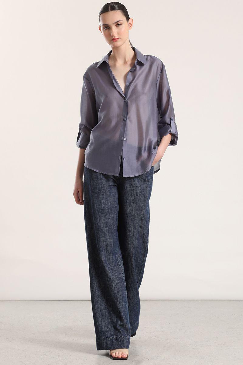 Blusa semitransparente roll up liola mujer azul-3