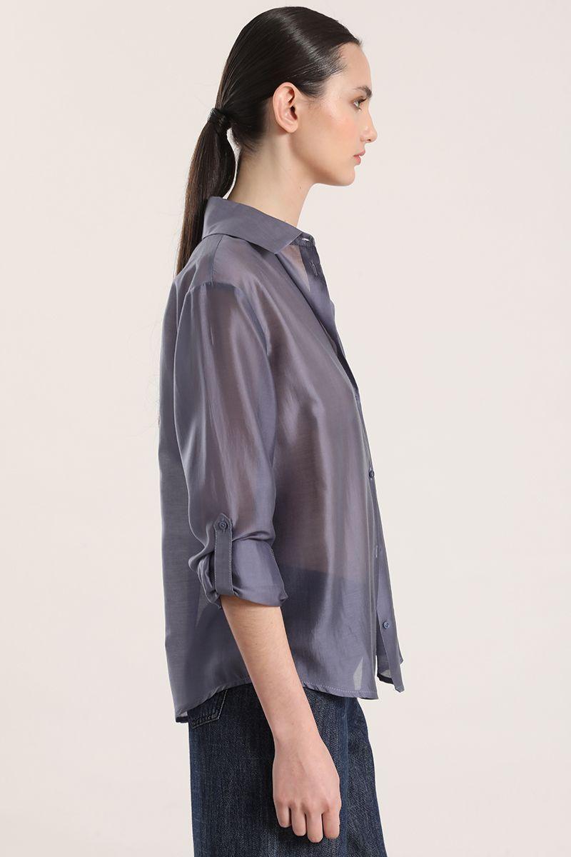 Blusa semitransparente roll up liola mujer azul-4