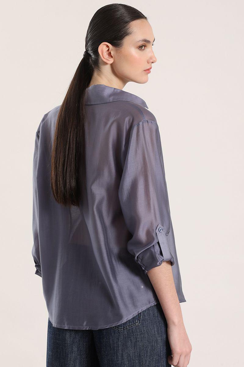 Blusa semitransparente roll up liola mujer azul-5