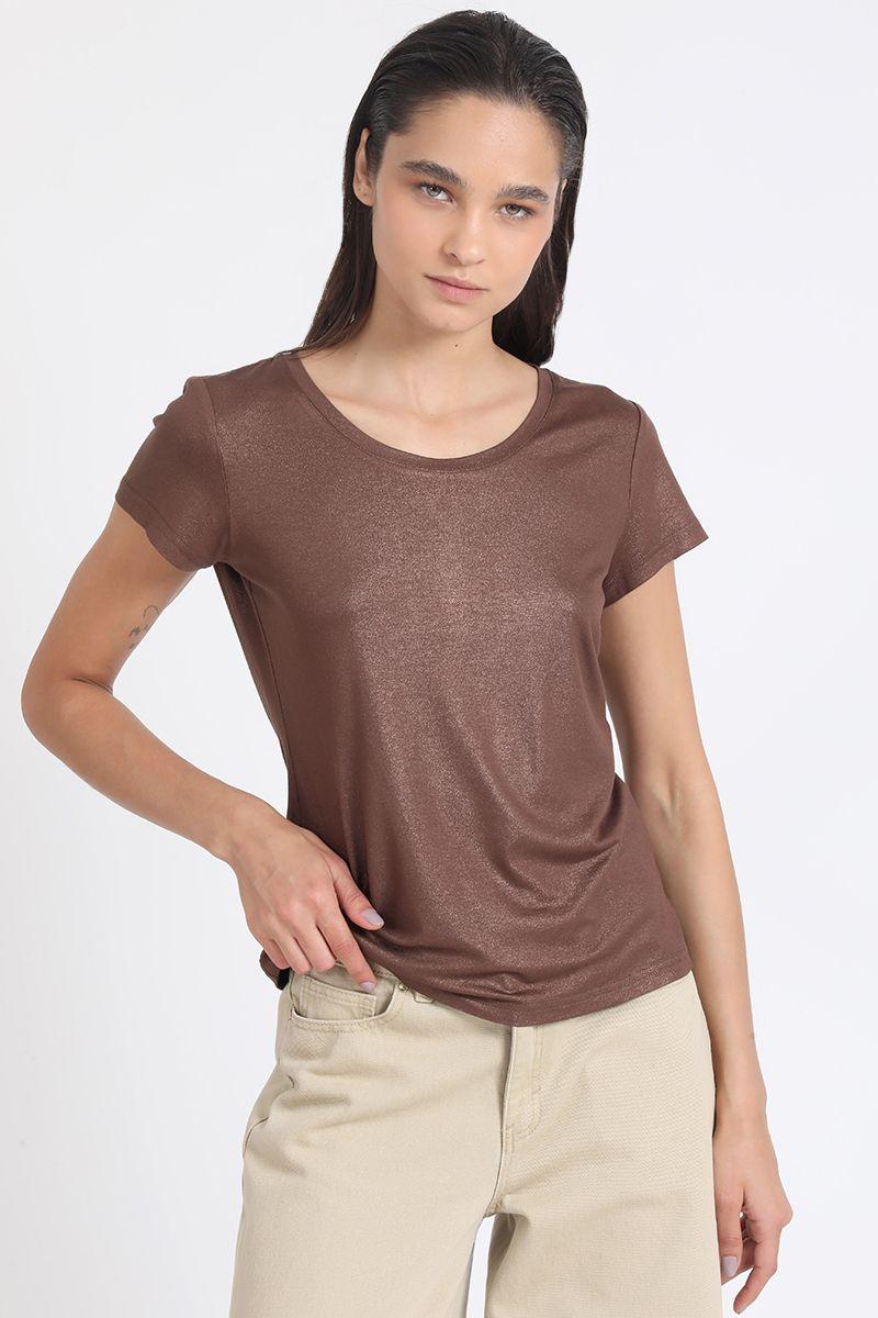 Polera Basica Folia, Café Liola-0