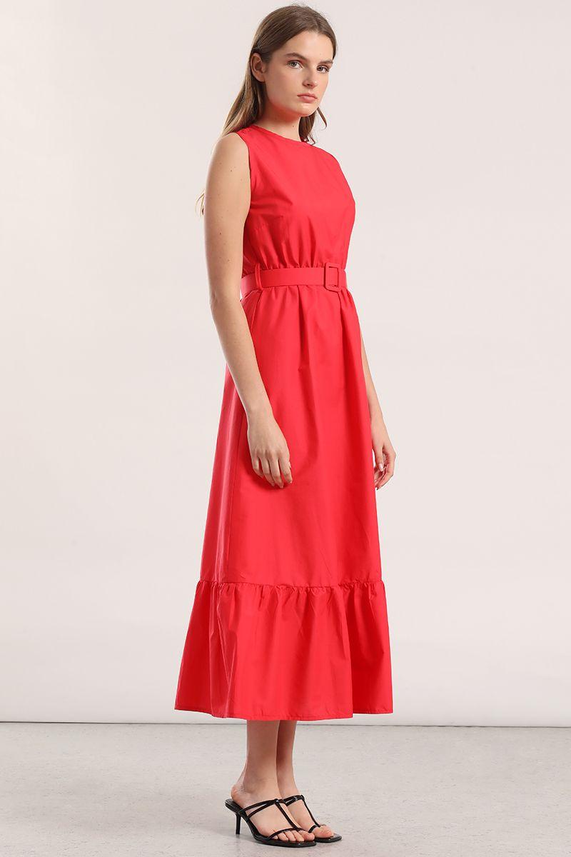 Vestido midi acampanado Liola mujer coral-1
