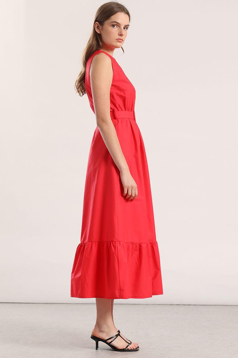 Vestido midi acampanado Liola mujer coral-5