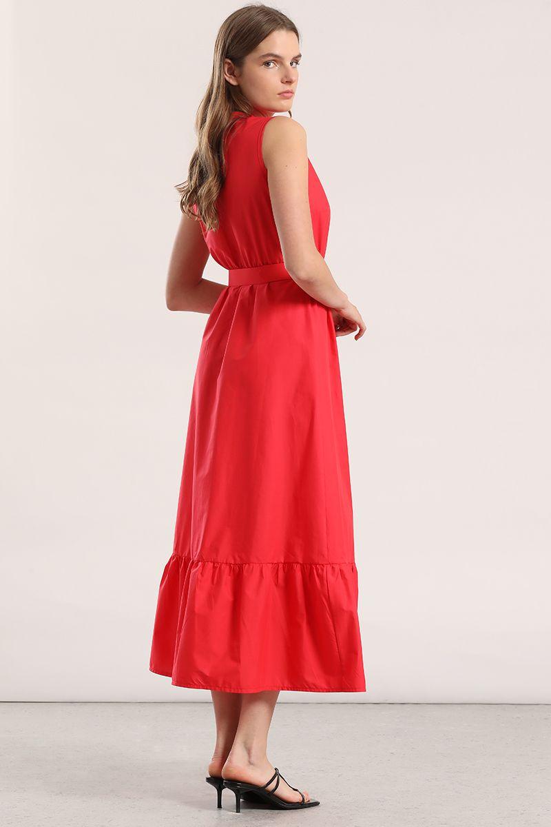Vestido midi acampanado Liola mujer coral-6