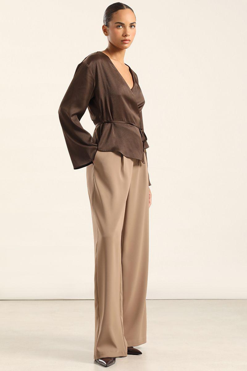 Blusa Cruzada Satin, Chocolate Liola-6