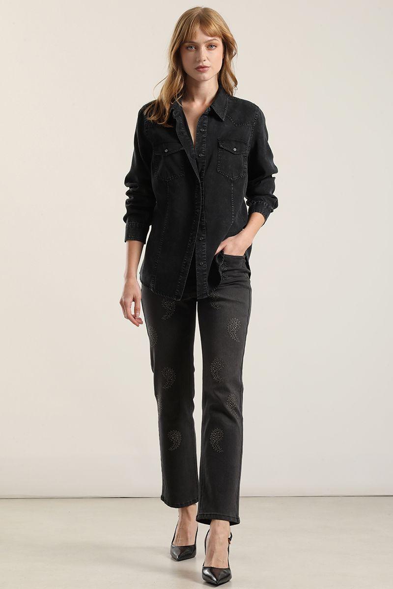 Camisa lyocell procesado, azul Liola-1