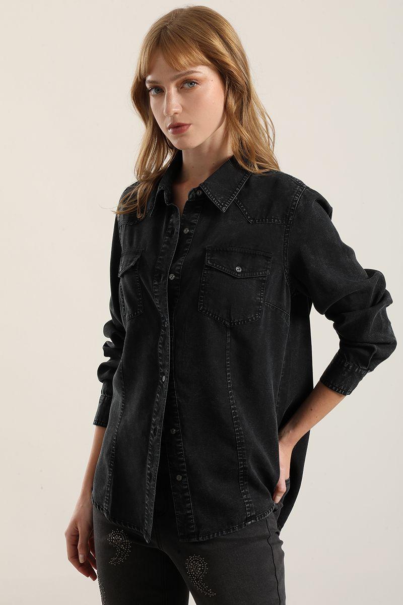 Camisa lyocell procesado, azul Liola-2