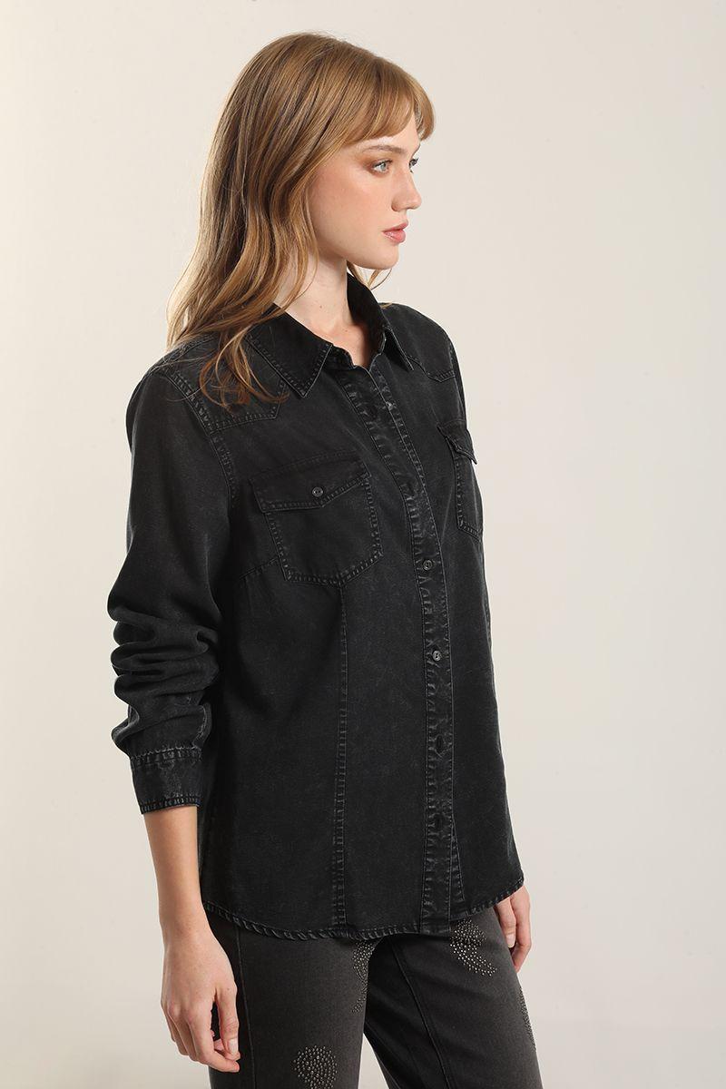 Camisa lyocell procesado, azul Liola-3