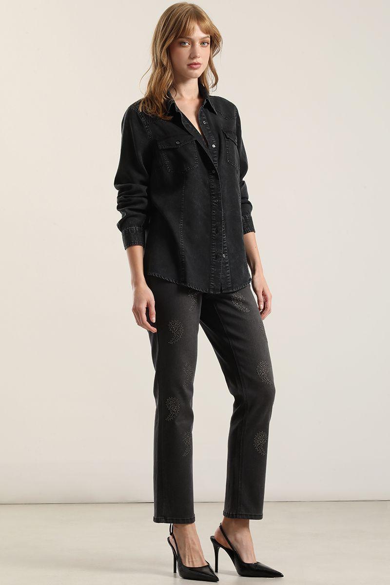 Camisa lyocell procesado, azul Liola-5