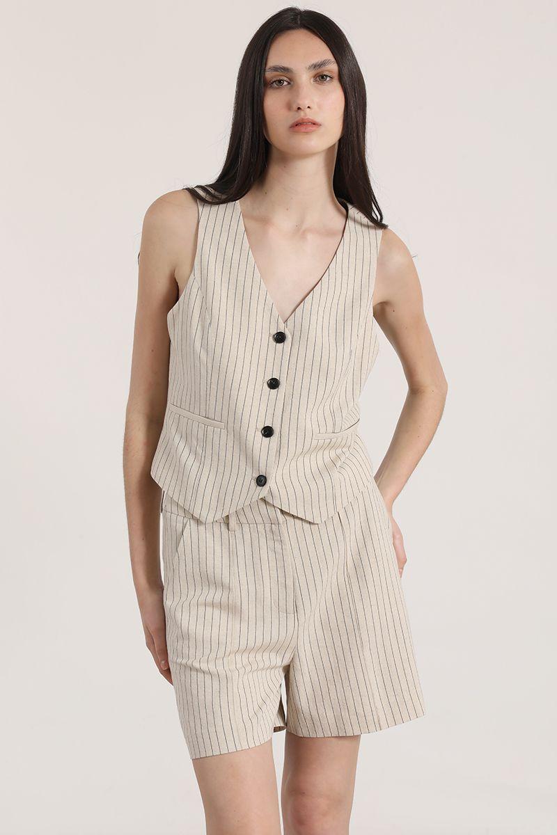 Chaleco sastre lino liola mujer beige-1