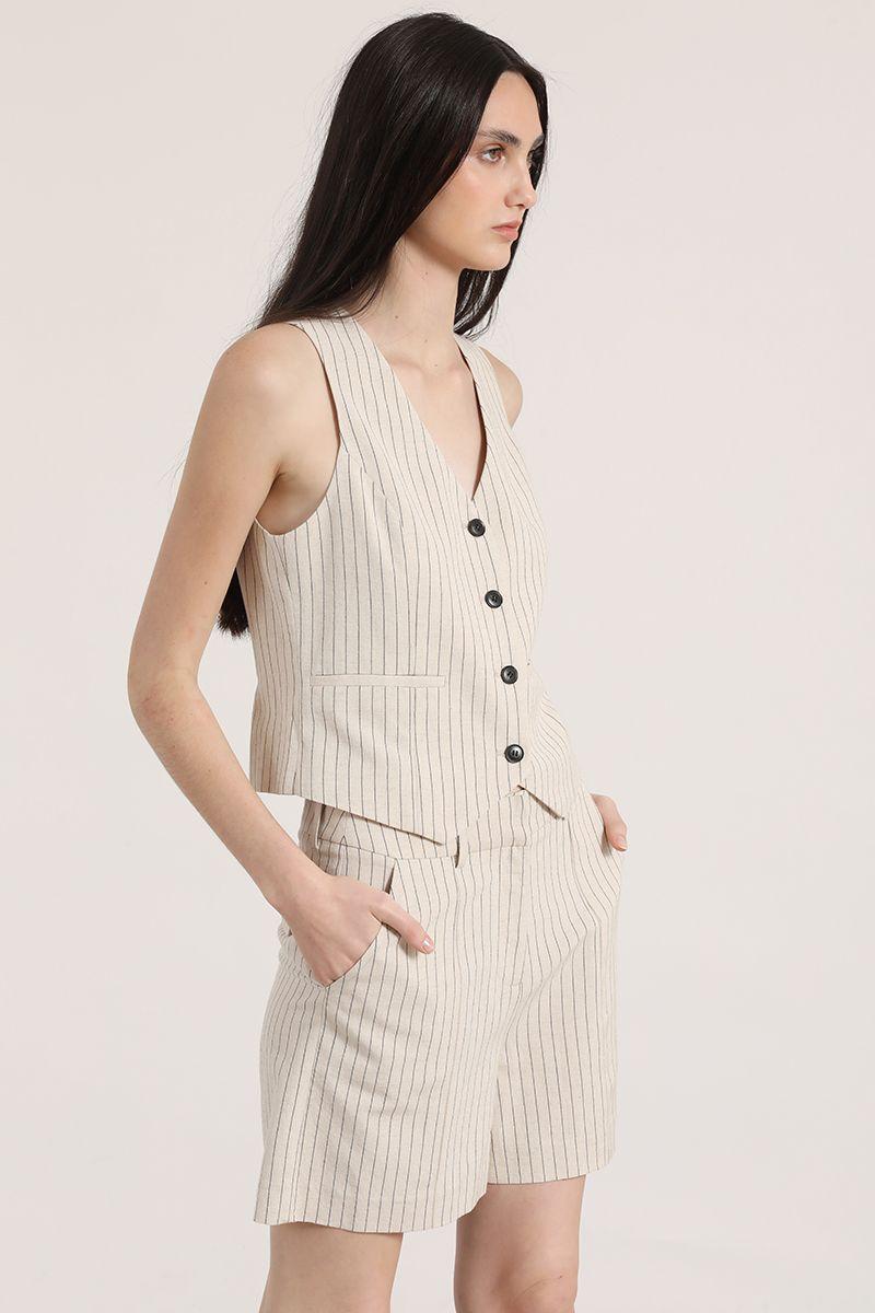 Chaleco sastre lino liola mujer beige-3