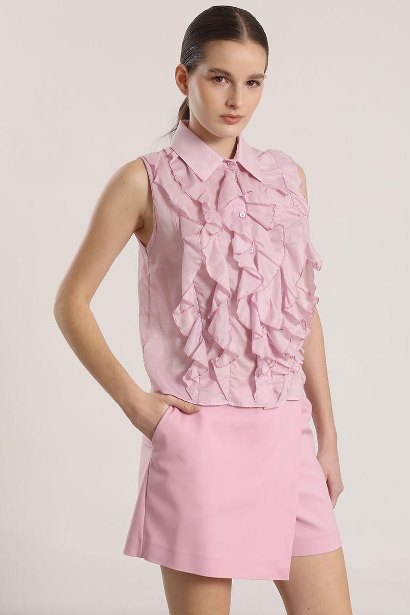 Blusa semitransparente volantes liola mujer rosa-0