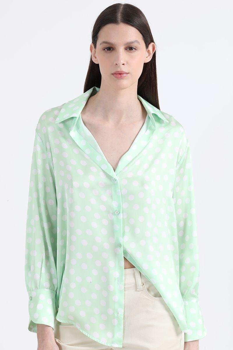 Blusa Satin Lunares, Verde, Colección Italia Liola-3