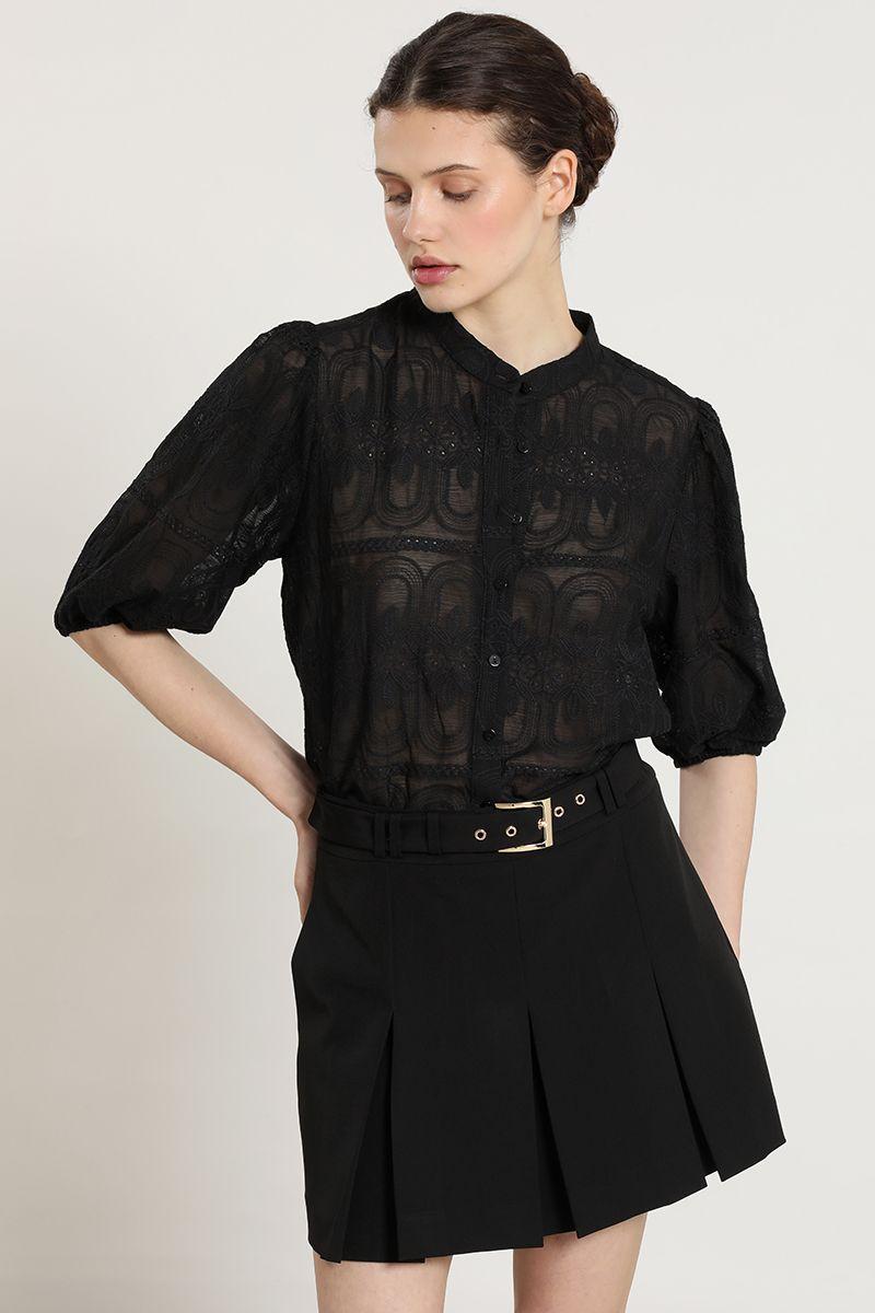 Blusa bordado fantasia, negro Liola-3