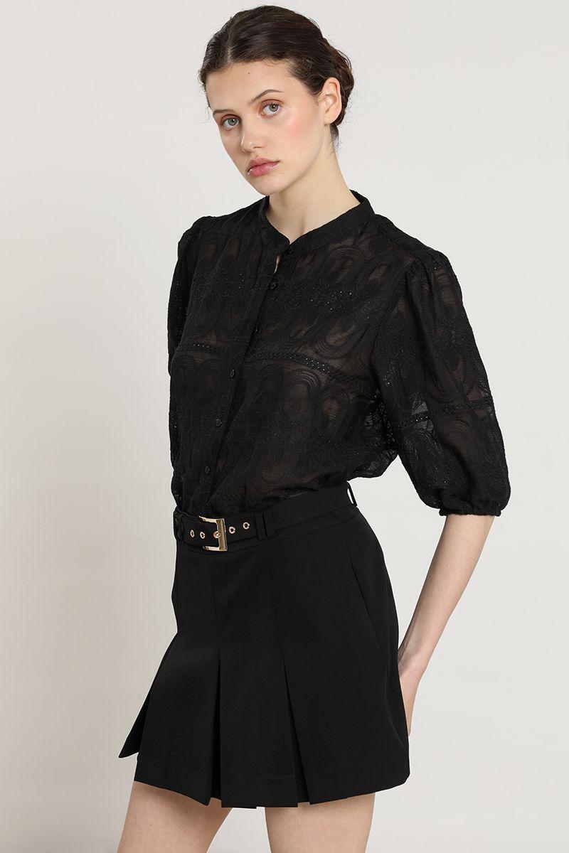 Blusa bordado fantasia, negro Liola-4