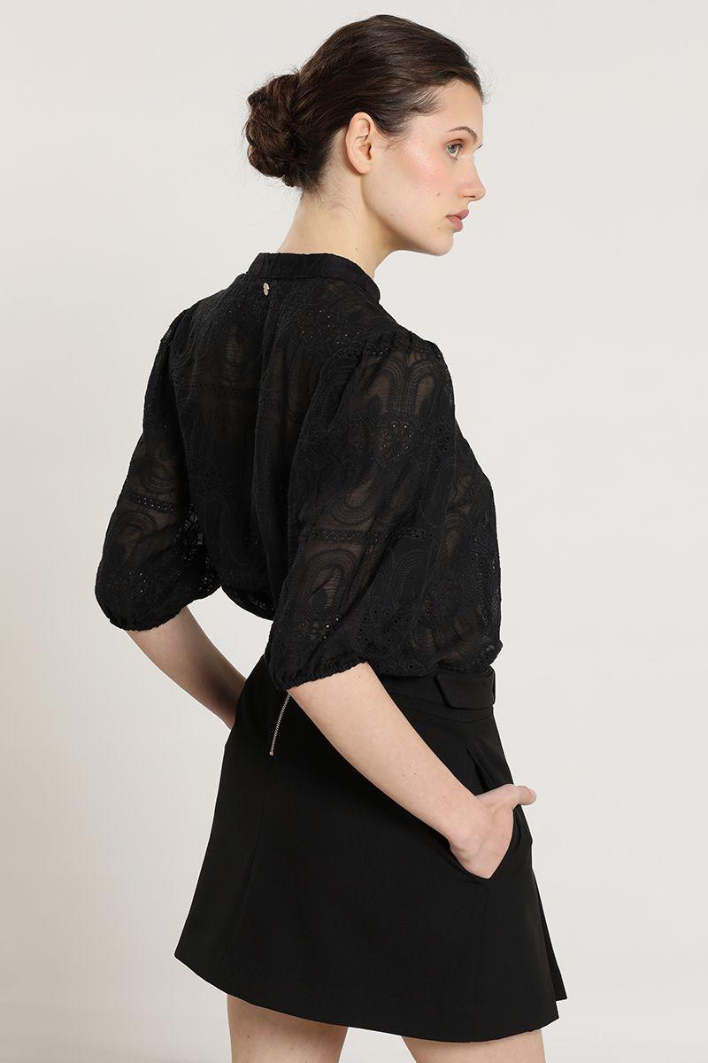 Blusa bordado fantasia, negro Liola-5