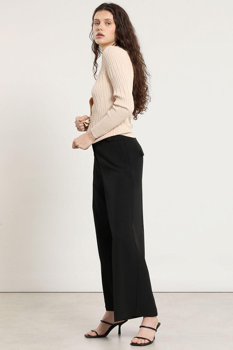 Pantalon cropped wide, negro Liola-2