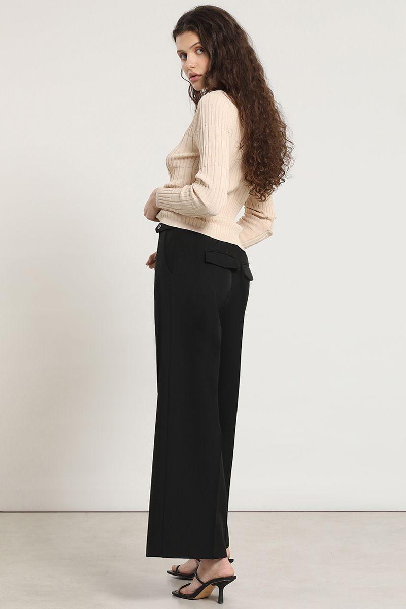 Pantalon cropped wide, negro Liola-3