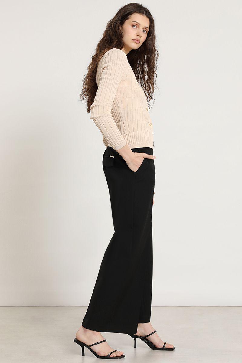 Pantalon cropped wide, negro Liola-4