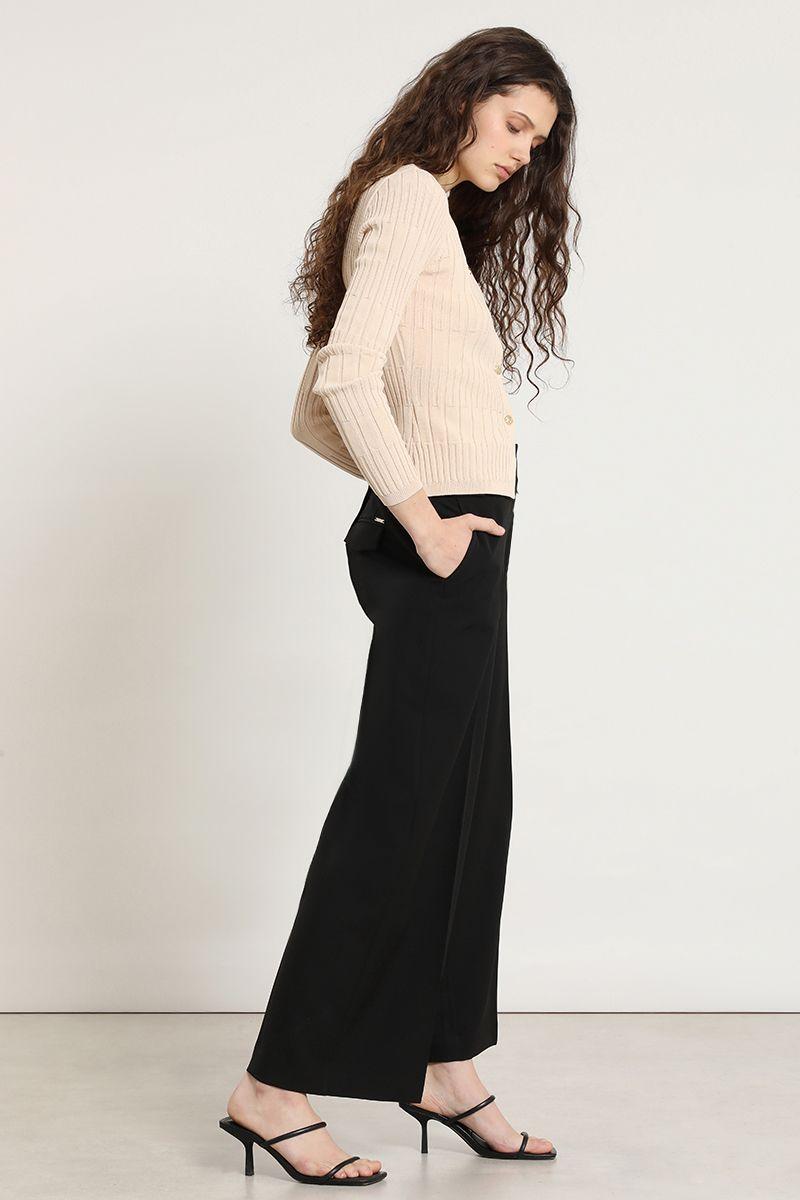 Pantalon cropped wide, negro Liola-5