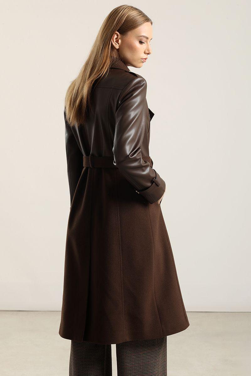 Abrigo Largo Biker, Muflon Chocolate Liola-2