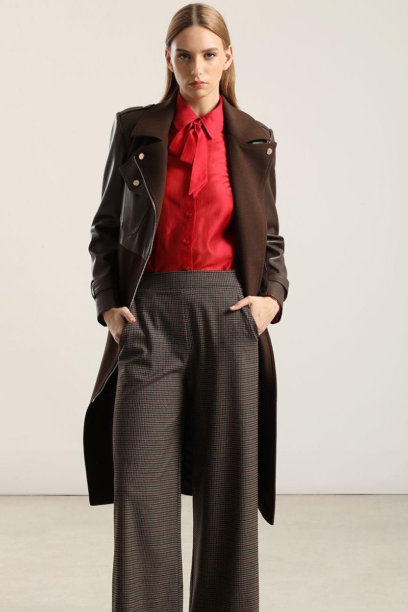 Abrigo Largo Biker, Muflon Chocolate Liola-5