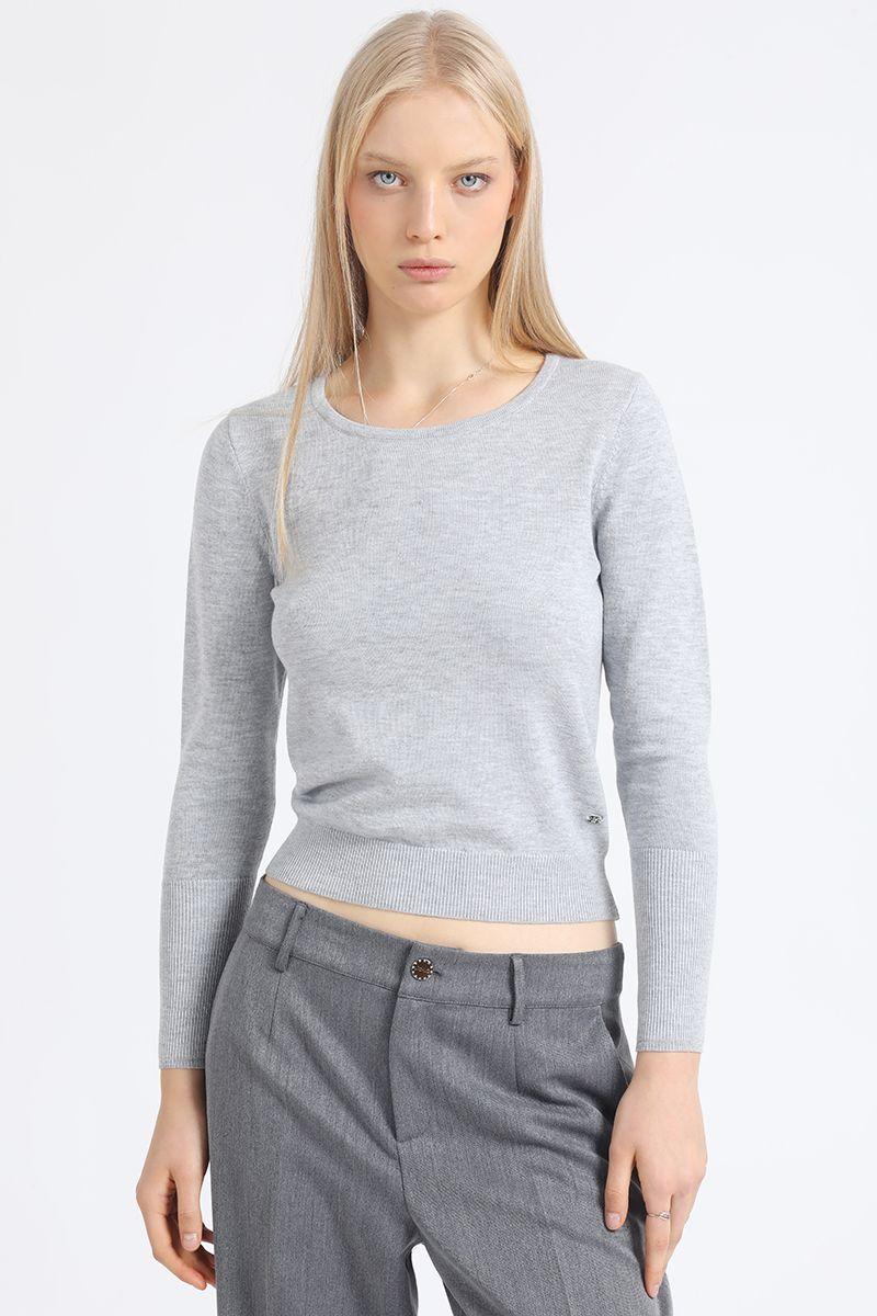 Sweater Basico Punto, Gris Liola-0