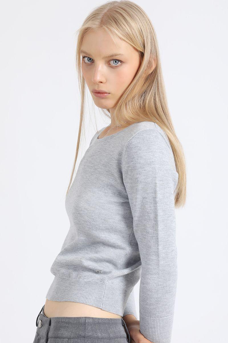 Sweater Basico Punto, Gris Liola-1