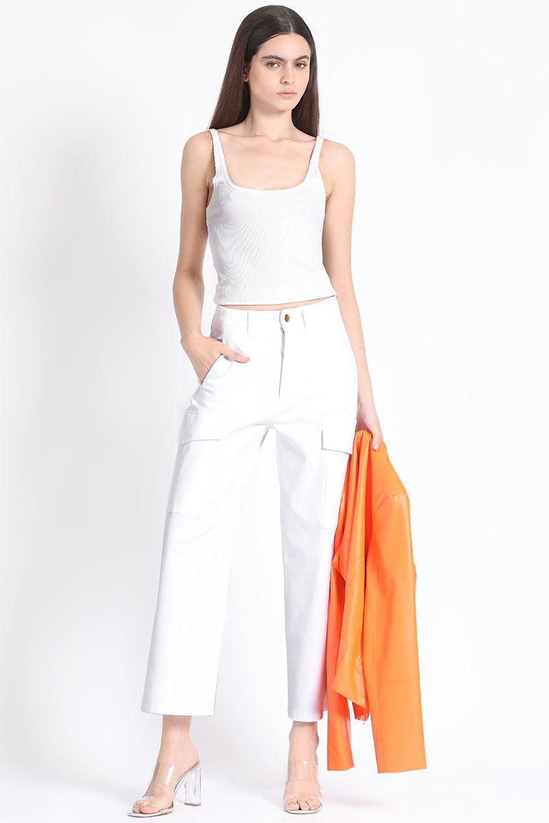 Pantalon Cargo Algodón, Blanco Liola-1