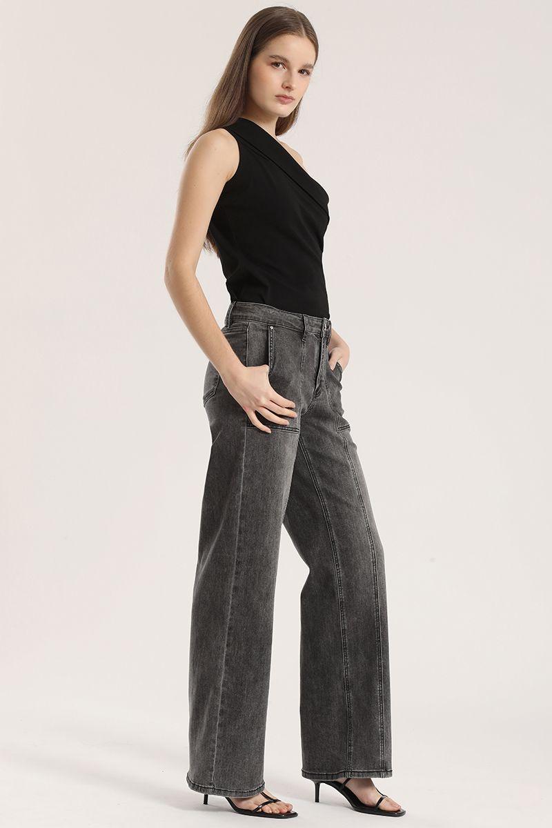 Jeans straight cargo Liola mujer gris-1