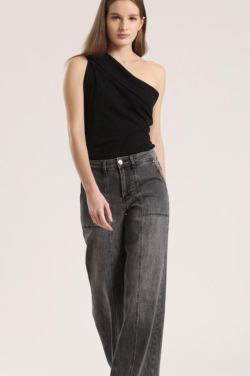 Jeans straight cargo Liola mujer gris-3