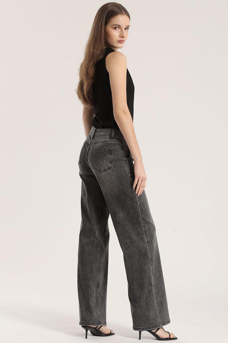 Jeans straight cargo Liola mujer gris-5