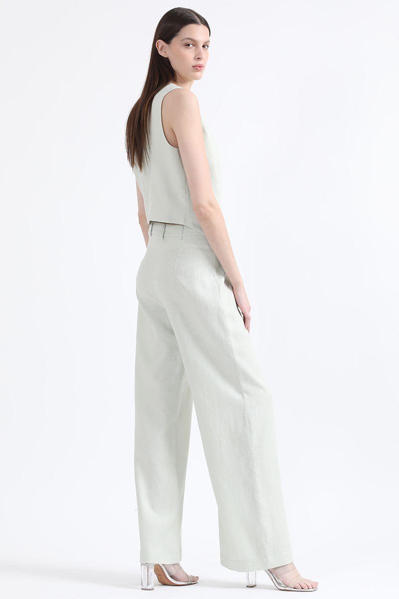Pantalon Recto Con Lino, Beige, Colección Italia Liola-3