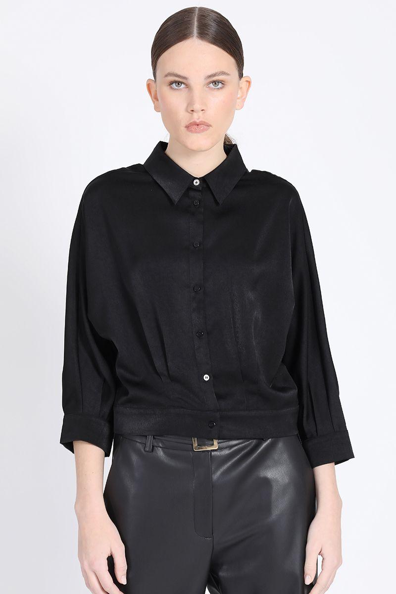 Blusa Kimono Satin Negro Liola-3