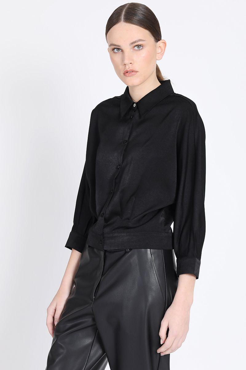 Blusa Kimono Satin Negro Liola-5