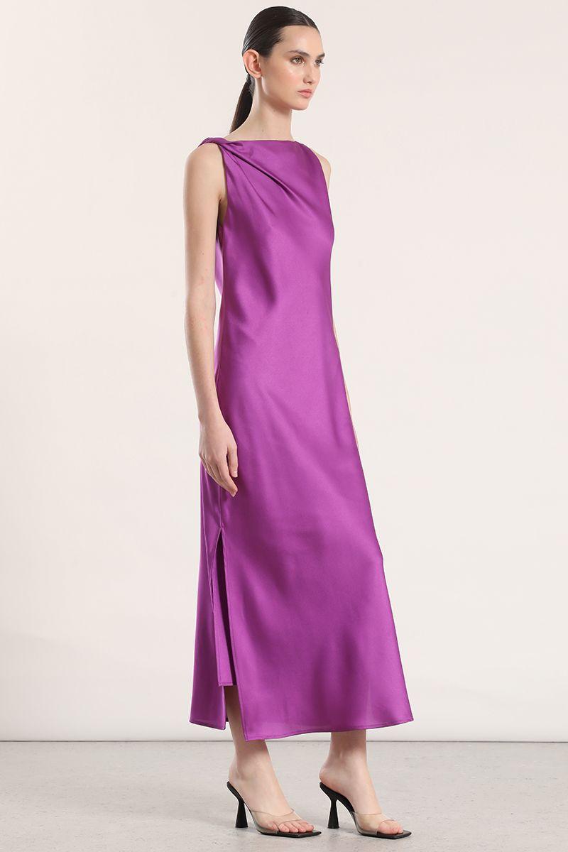 Vestido maxi satín Liola mujer violeta-0