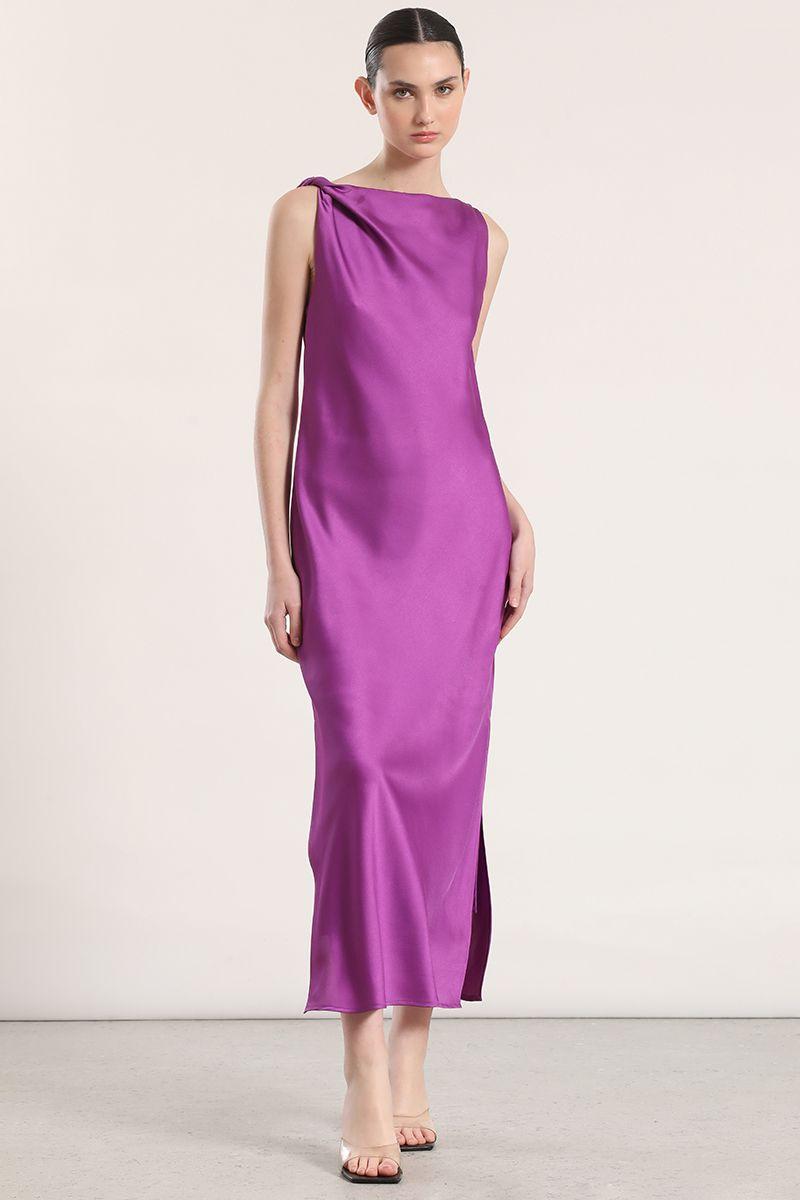 Vestido maxi satín Liola mujer violeta-1