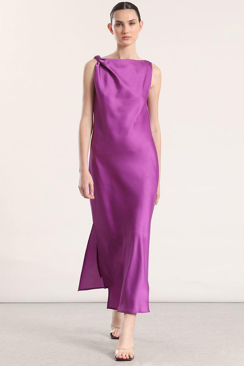 Vestido maxi satín Liola mujer violeta-4