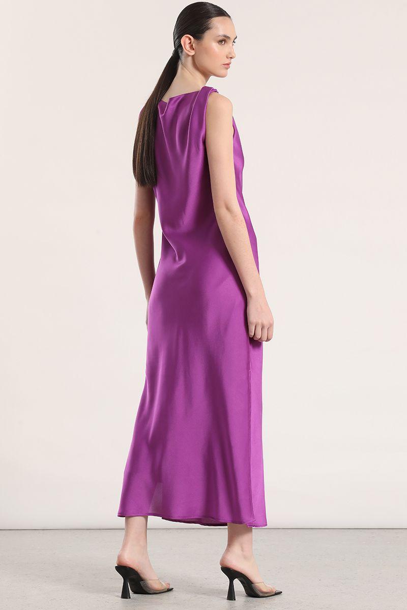 Vestido maxi satín Liola mujer violeta-5