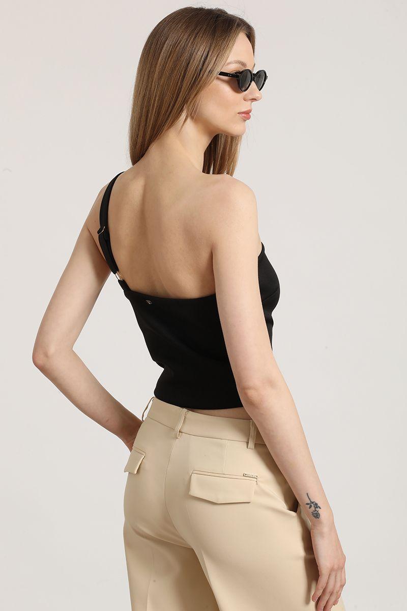 Top asimétrico herraje Liola mujer negro-4