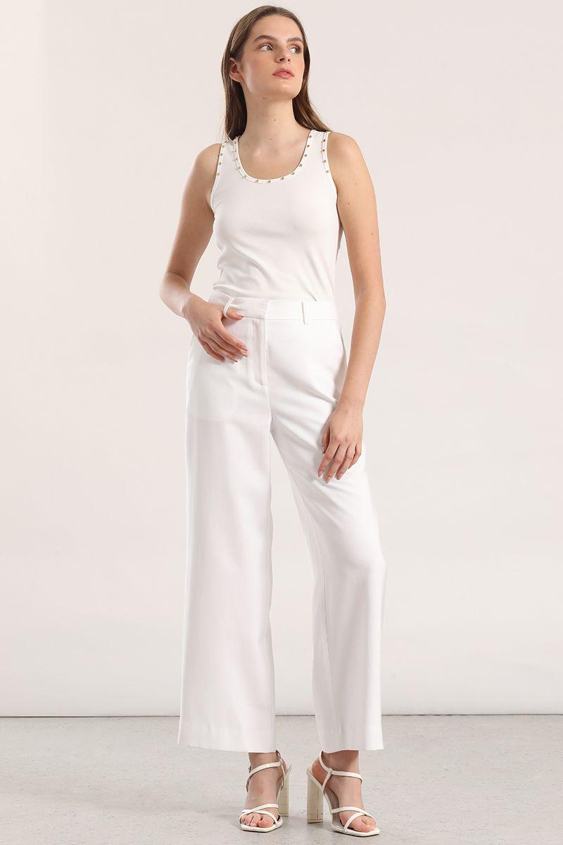 Pantalón recto mujer Liola crudo-2