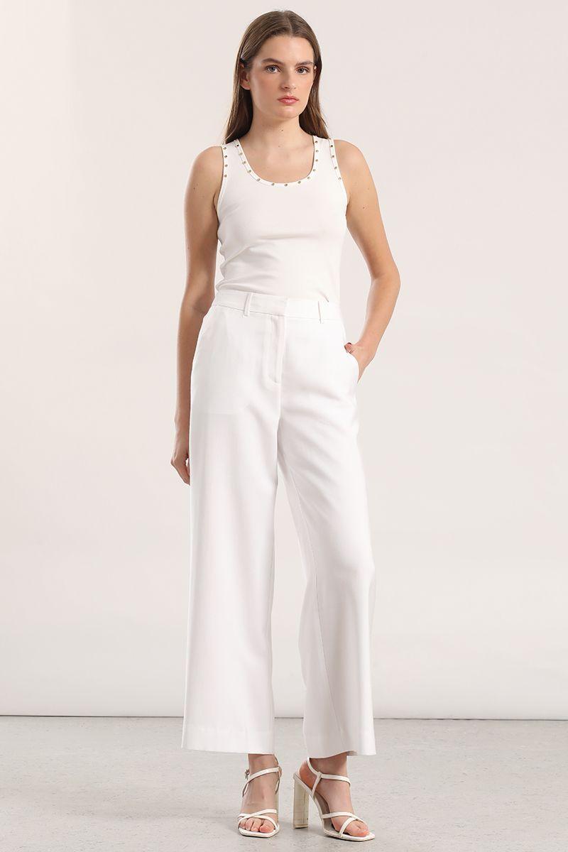 Pantalón recto mujer Liola crudo-3