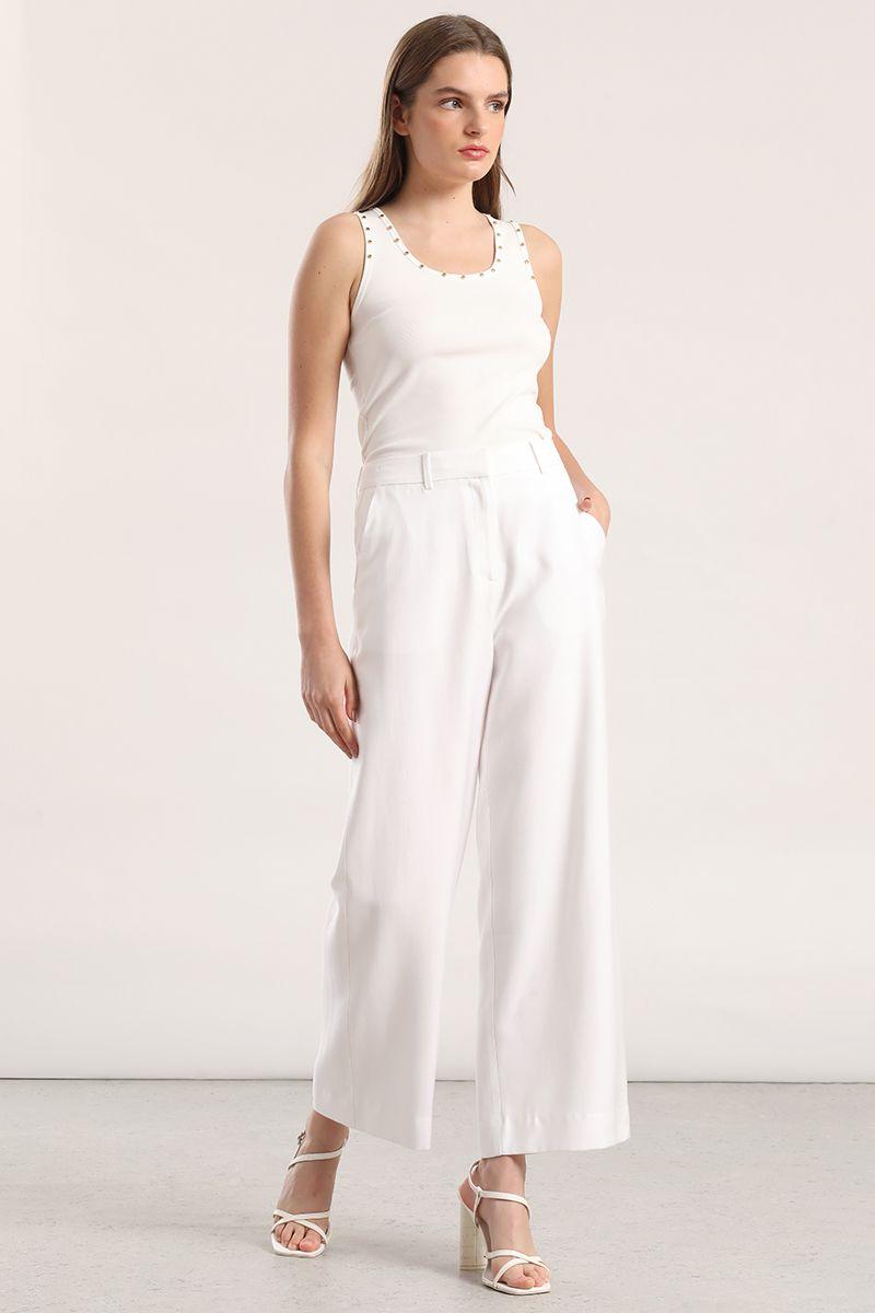 Pantalón recto mujer Liola crudo-4