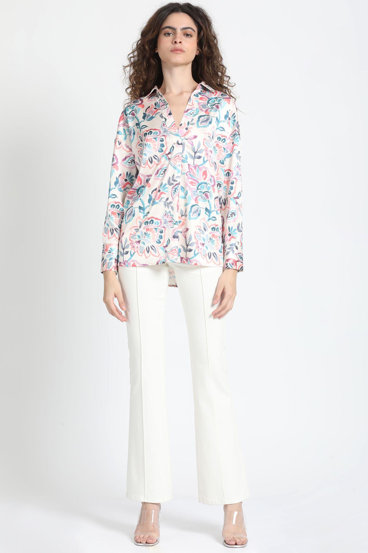 Camisa Satin Estampado Beige Liola-3