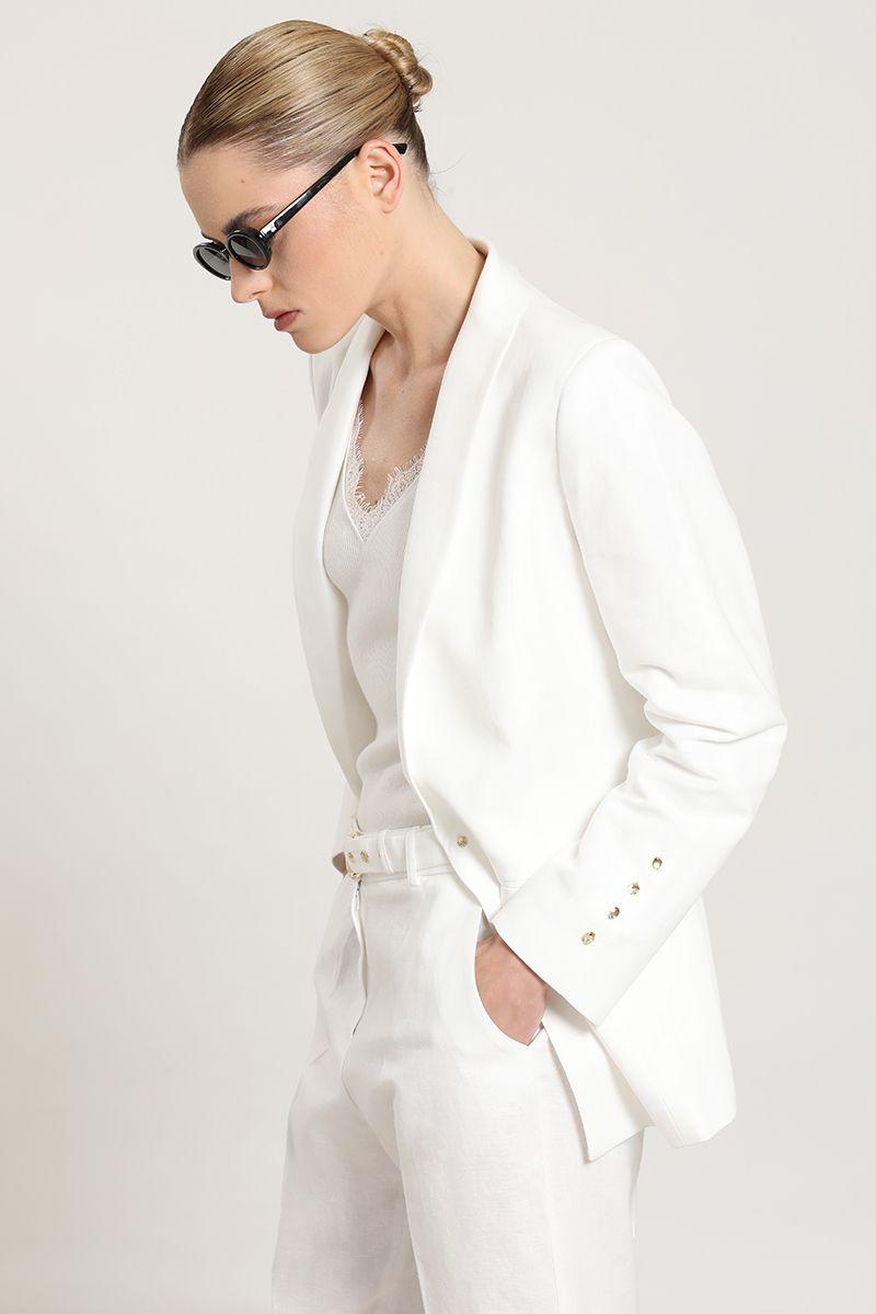 Blazer lino algodon, crudo Liola-6