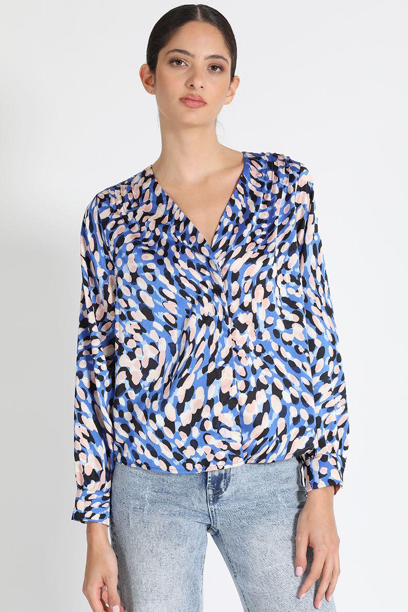 Blusa Camisera Estampado Azul Liola-0