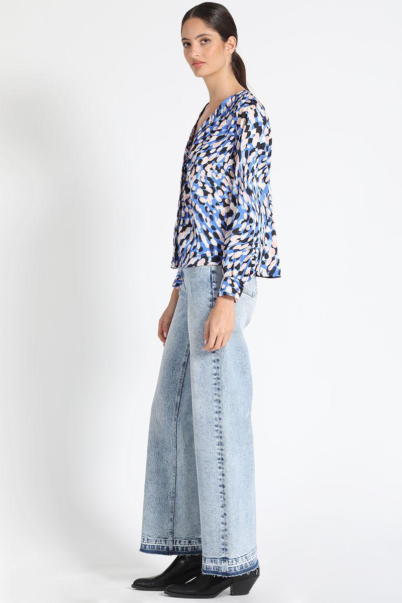 Blusa Camisera Estampado Azul Liola-2